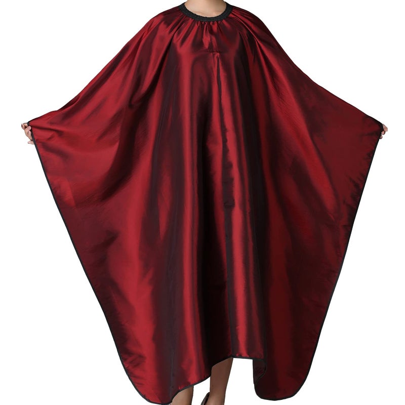 Iusmnur Barber Cape, Professional Hair Salon Cape with Adjustable Metal Clip, Shampoo Hair Cutting Cape for Barbers and Stylists - 55 x 63 inches (Wine Red) - Image 1